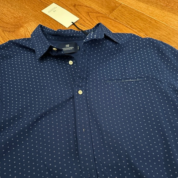 NWT SCOTCH & SODA Mens Blue Button up Shirt - Picture 3 of 5